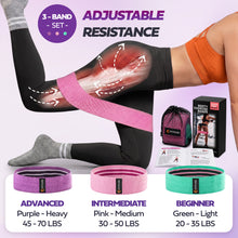 FITAVID Hip Bands – 3-Piece Fabric Resistance Band Set